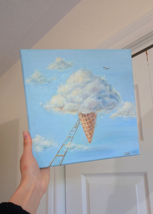 "Cloud Cream" Original Oil on canvas 10 x 10 inch