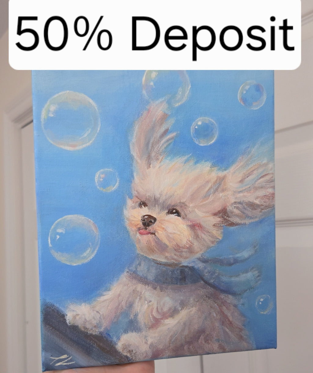 50% deposit of Custom Pet Portait Paintings